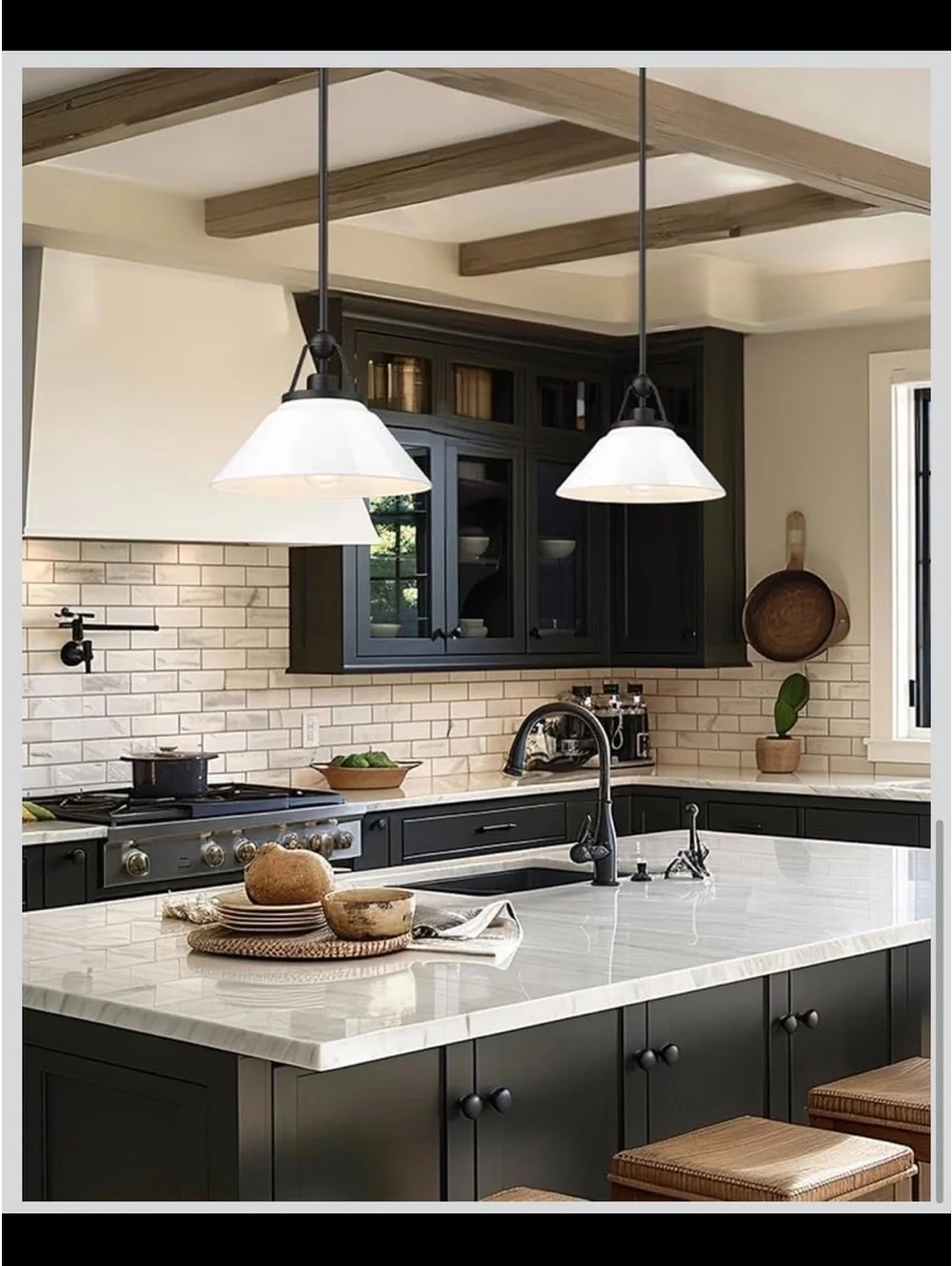 White Modern 12” Hanging Pendant Light Fixture - New in Box